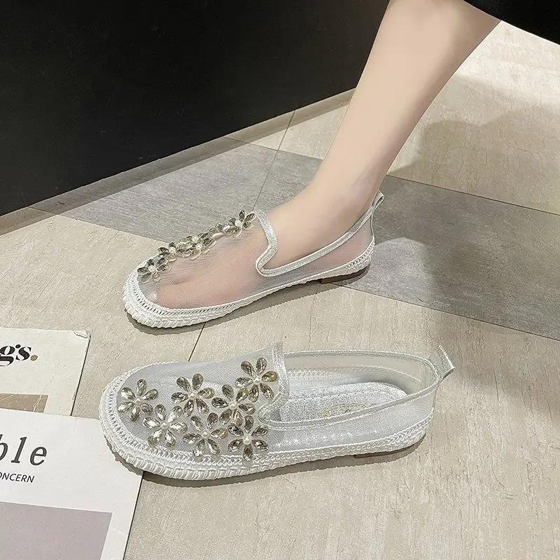 Fashion New Arrival 2025 Flat Rhinestone Ladies Footwear Light Daily Routine Comfortable and Elegant On Offer High Quality Women's Shoes