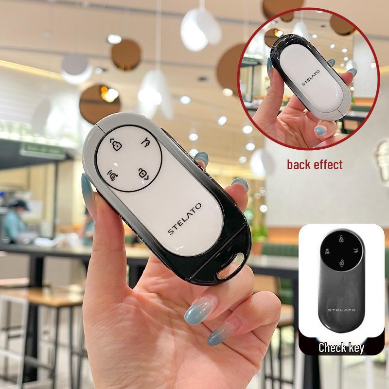 Premium Black & White Metal Buckle Covers for BAIC New Energy Enjoy S9 Car Key