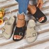 Fashion Slippers for Women Slides Beach Flat Low Heels Shoes for Women Solid Square Buckle  Platform Summer Shoes Plus Size
