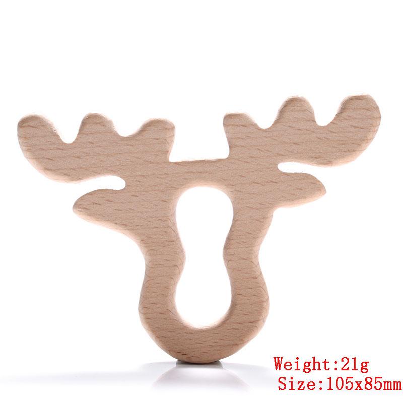 5Pcs/Lot Baby Pacifier Chain Chew Accessories Animal Shape Natural Beech Teething Wooden Teether Pendant Accessories