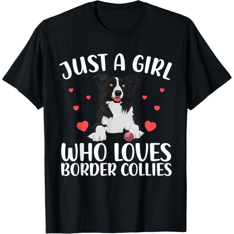 Funny Border Collie Art For Girls Women Border Collie Lover T-Shirt S чёрный