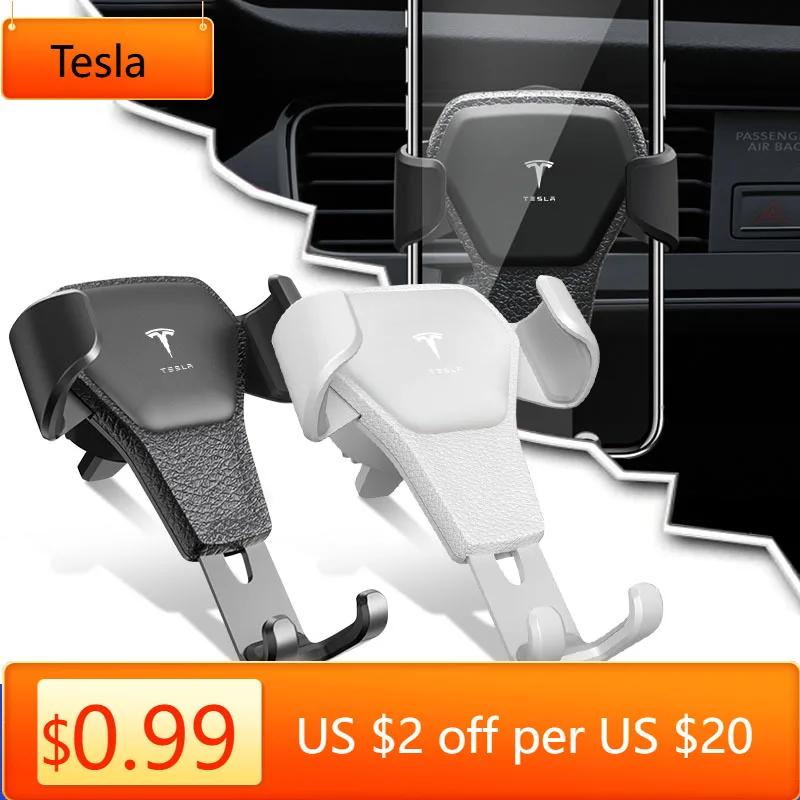 Car Sticker Tesla 1pcs Gravity Car Phone Holder Air Vent GPS Stand Vent Clip Multiuse Car Accessories for Tesla Model 3 Model S