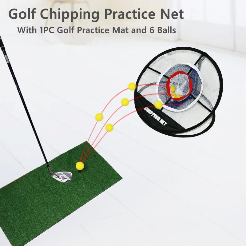 

Practical Golf Practice Net Kit Indoor Outdoor Chipping Pitching Cage with Mat Ball