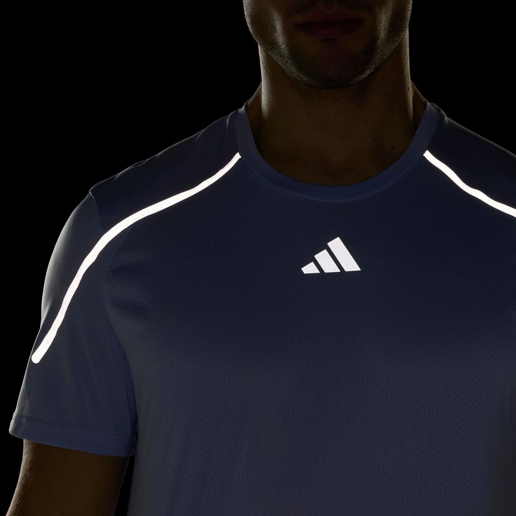 Adidas Solid Color Logo Print Crew Neck Short Sleeve T-Shirt Men Tops Blue IB9011