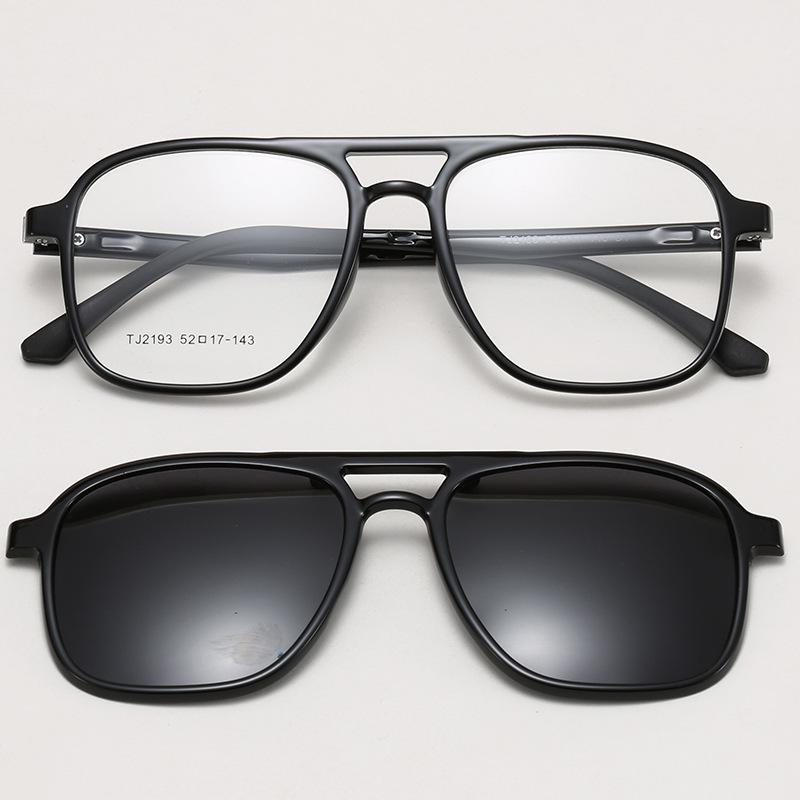 TR90 Magnetic Cover Glasses Double Beam 2-in-1 Men's Glasses Frame Polarized Sunglasses Optical Prescription Frame Women TJ2193