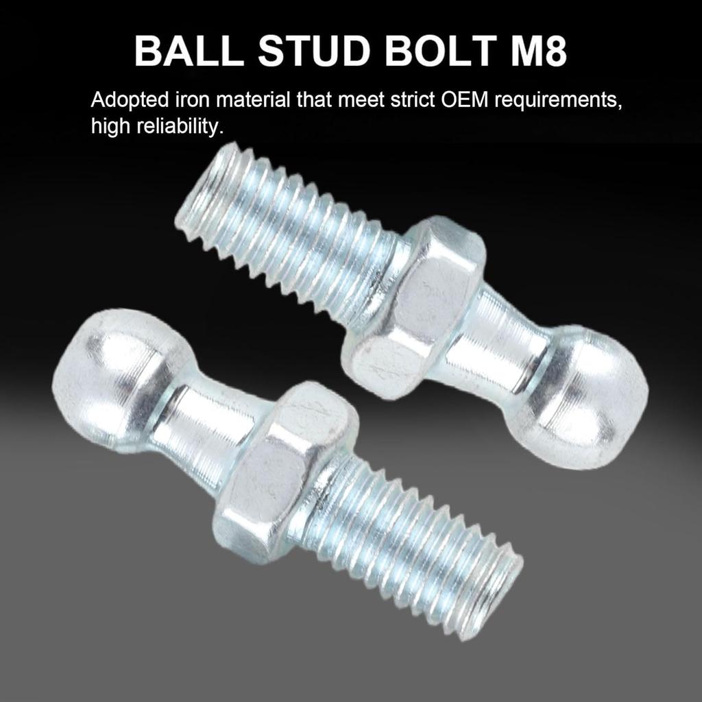 Acouto M8 Ball Stud Mounting 2pcs Car Iron Ball Stud Bolts M8 for Gas Struts Ball Ended Bonnet