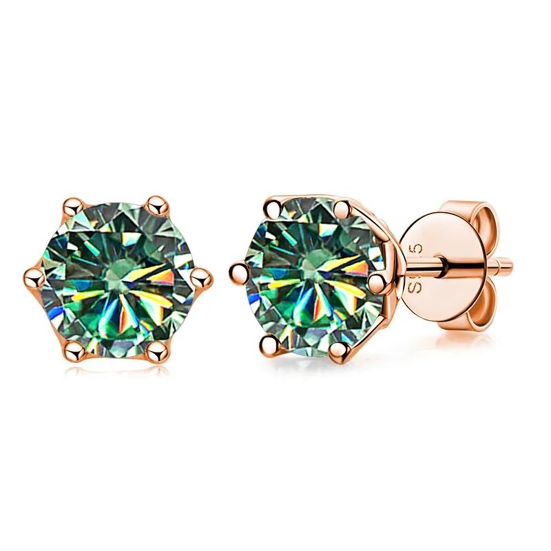 Pendientes de botón de moissanita GRA de 0,5 ct-1 ct color D certificados Diamante creado en laboratorio Plata 925 Chapado en oro Joyería para bodas