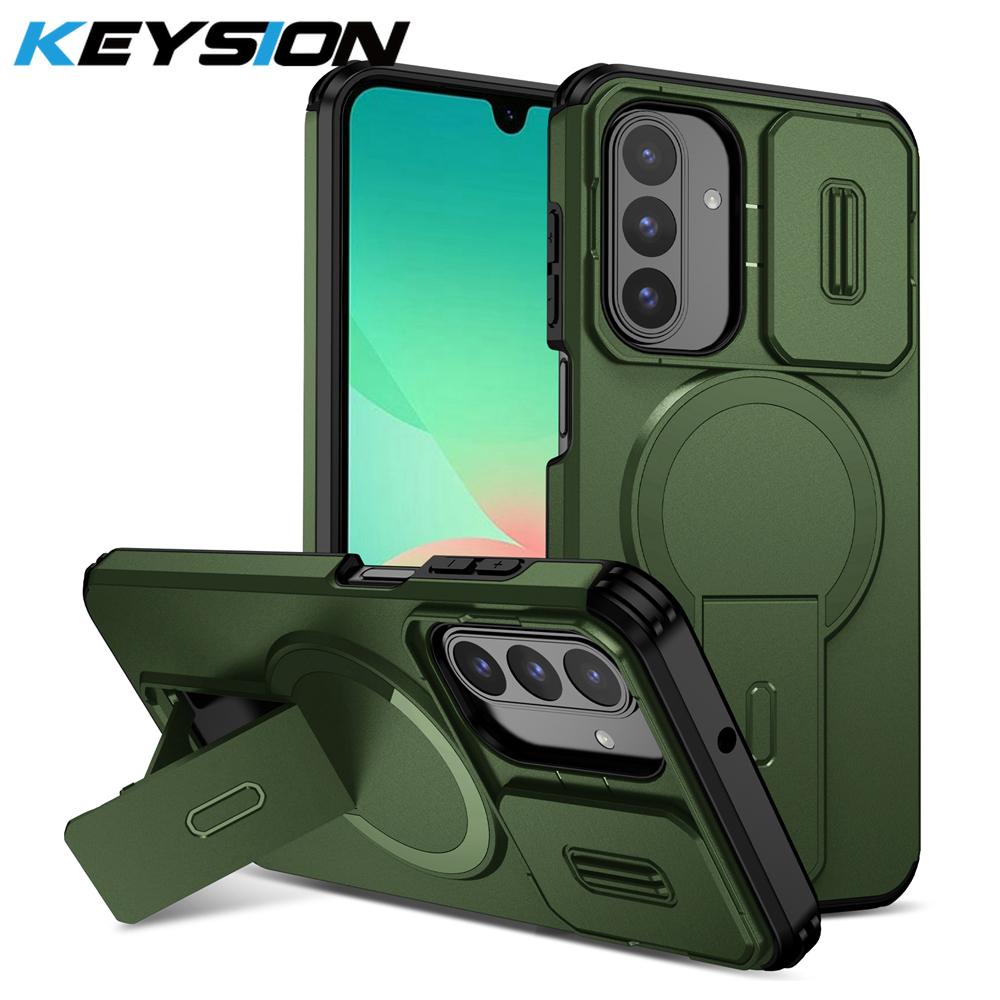 KEYSION Shockproof Magnetic Case for Samsung A17 4G 5G Slide Camera Protection Kickstand Phone Back Cover for Galaxy A26 5G