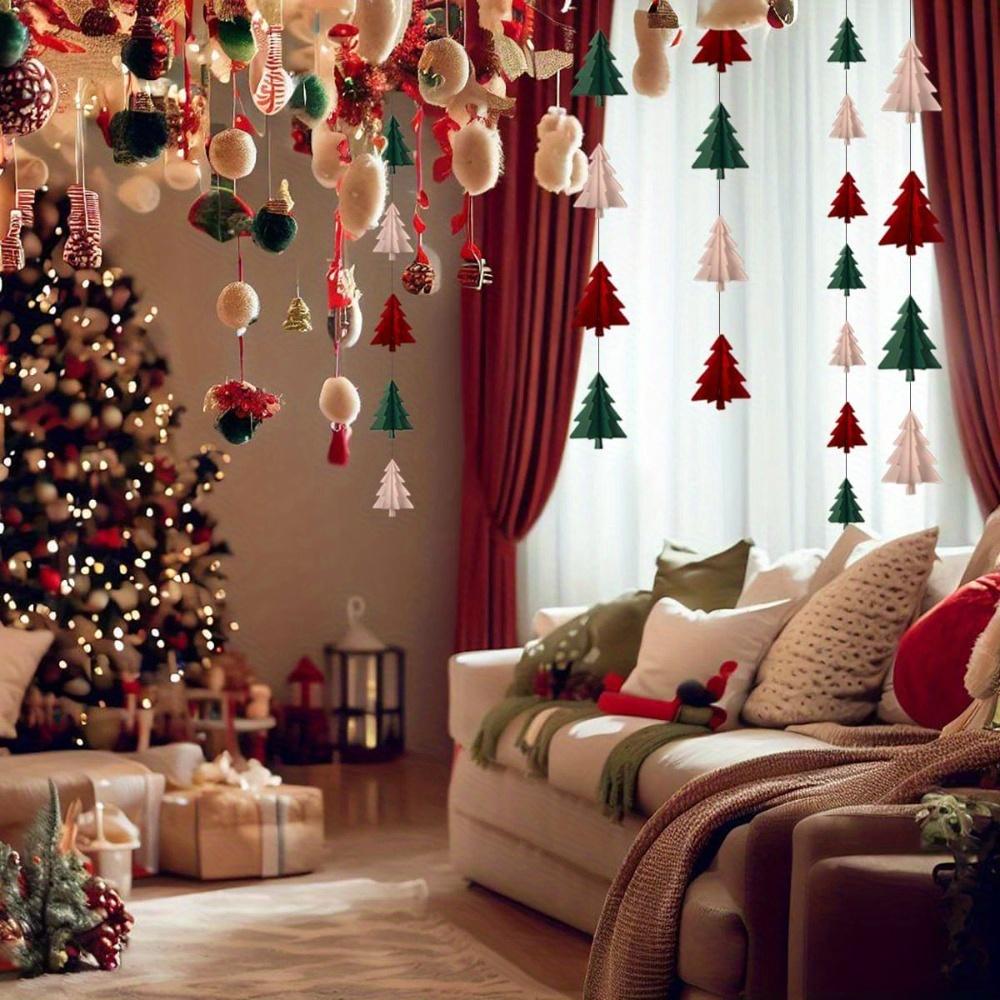 2 pièces Décorations de Noël Rouges Blanches Vertes Serpentins en Papier Arbre de Noël 3D Bannière de Fête Guirlande Décorations de Fête de Noël Décor Suspendu