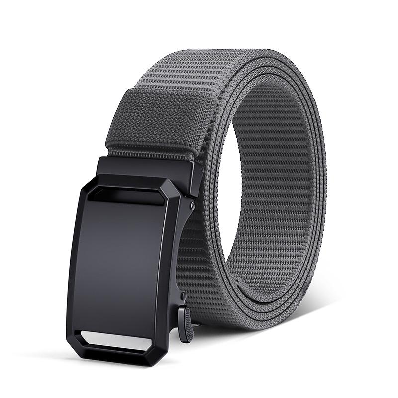 2025 Men's Ultra-Thin Holeless Automatic Buckle Canvas Nylon Leather Belt