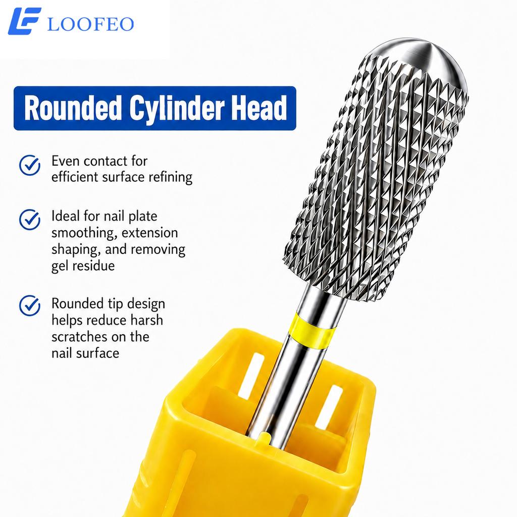 1pc Round Top Cylinder Nail Drill Bit Nail Milling Cutters Stainless Steel Nail Bits for Acrylic Gel Removal Nail Shaping Manicure E File Salon Tool