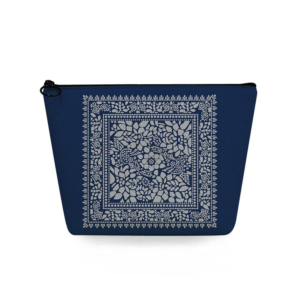 Women Blue and White Porcelain Print Cosmetic Bag Toiletries Organize Travel Storage Case 6750