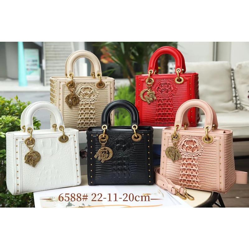 Dámská taška Pravá vzor krokodýlí kůže Měkká kůže Kabelka princezny Diany Červená svatební taška Taška přes rameno