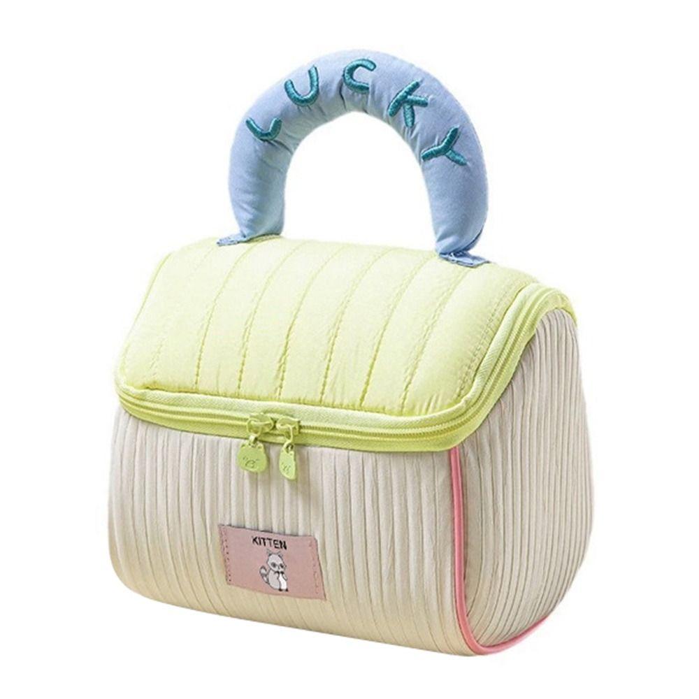 Große Kapazität Kosmetiktasche Tragbar Superleicht Kulturtasche Handgehalten Kontrastfarben Design Kosmetiktasche Reise