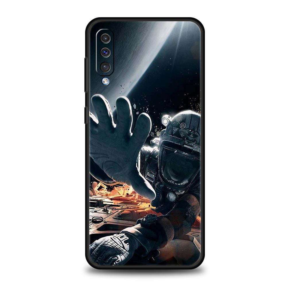 Cute Astronaut Moon Phone Case For Samsung Galaxy A12 A32 A50 A70 A20E A20S A10 A10S A22 A30 A40 A42 A52 5G A02S A04s Soft Cover