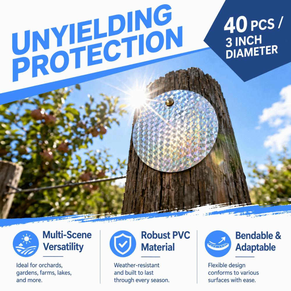 40Pcs Double-Sided Reflective Bird Repellent Tape Reflective Bird Scare Tape Fences Railings
