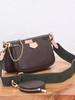 2024 Classic Monogram Leather Mahjong Crossbody Bag with Chain for Women