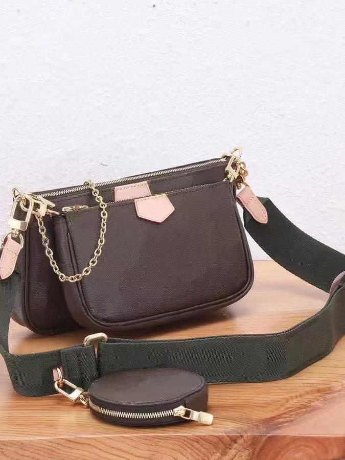 2024 Classic Monogram Leather Mahjong Crossbody Bag with Chain for Women