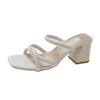 Fashion New Summer Fashion Versatile Women's Slippers Wear Outside Womens High Heels Retro Thick Heel Female Pumps