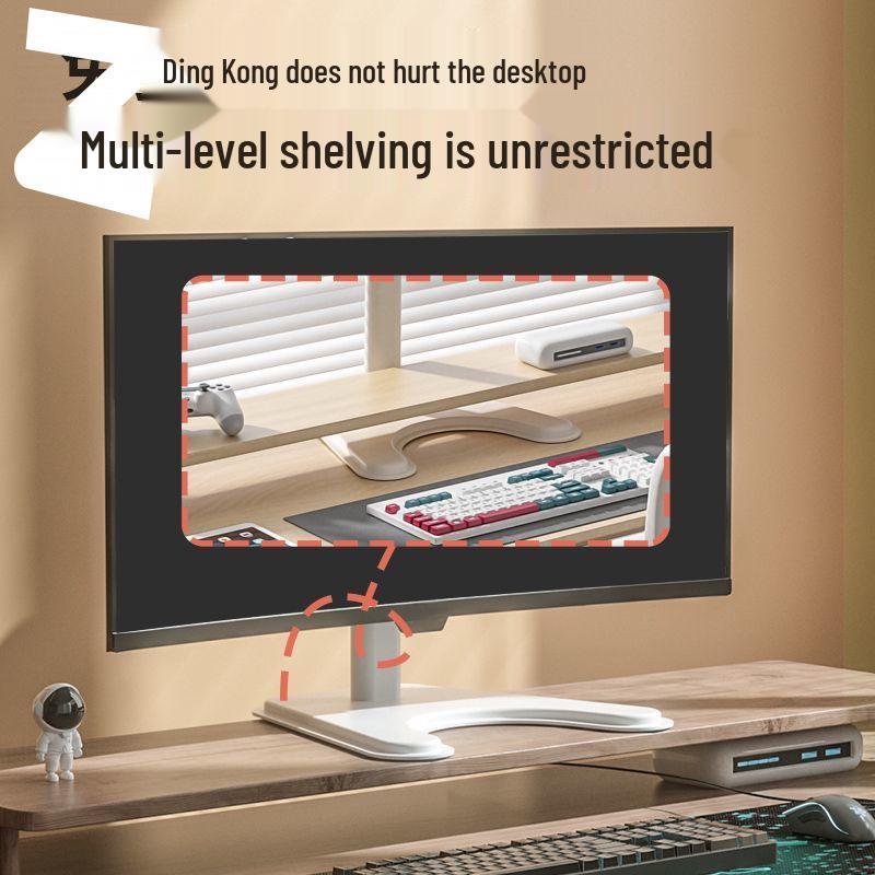 Universal Height-Adjustable Monitor Stand, Punch-Free, Compatible with 14"-32" Screens