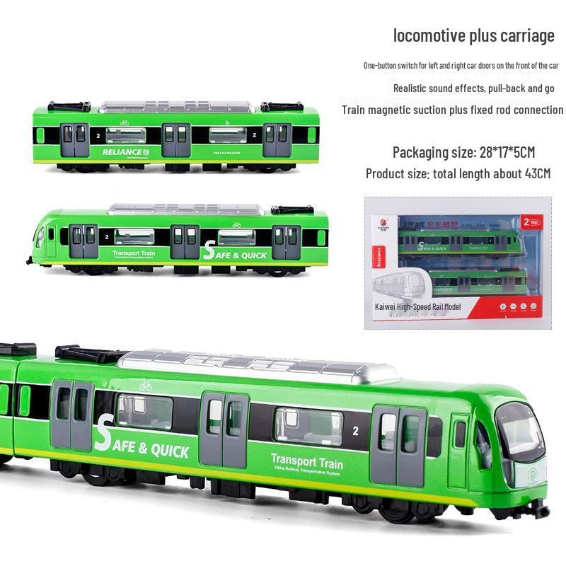 Kaiwei Alloy Subway Train Model with Sound & Light, Magnetic Force, Connect Rod, Pull-back/Remote Control