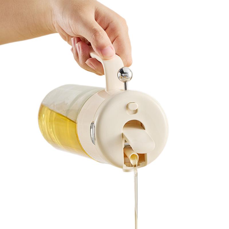 Automatic Opening and Closing Reverse Spray 2-in-1 Glass Oil Pot Seasoning Bottle Large Capacity Thickened Food Grade Oil Pot