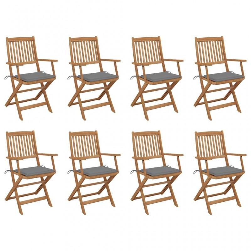 Day and Night - Day and Night Folding Garden Chairs 8 Units and Cushions Solid Acacia Wood