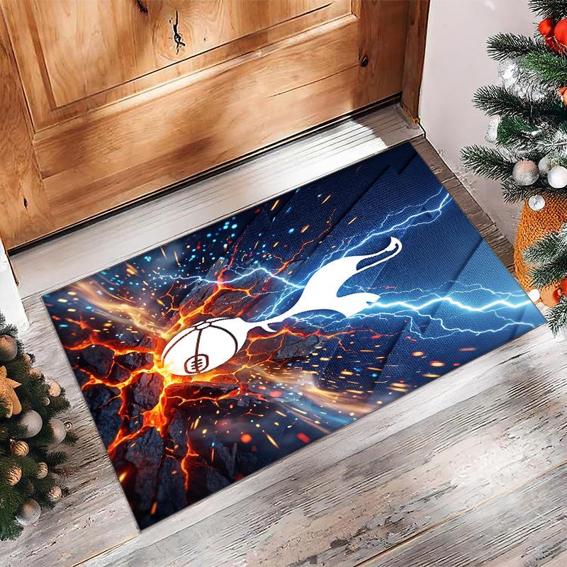 Tappeto in Flanella Stampato Tottenham Hotspur Antiscivolo Morbido Poliestere Tappeto per Pavimento Tappetino Decorativo per Interni per Camera da Letto Soggiorno Divano