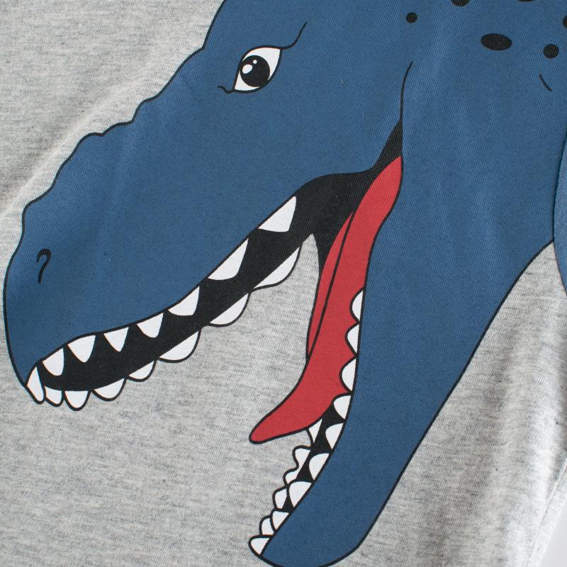 27kids 2024 Korean Style Dinosaur T-shirt for Boys - Summer Short Sleeve