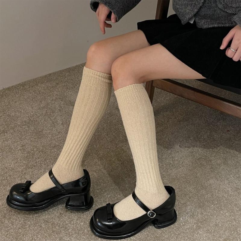1 Pair Ruffle Calf Socks Calf Tube Frilly Socks Ballet Socks for Girls Knee Length Stockings Princess Style Dress Socks