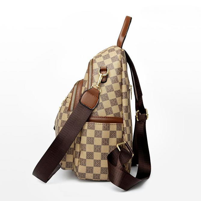 Avancerad Schackrutig Ryggsäck för Kvinnors Vårresor Ryggsäck med Multifunktionell Texturerad Kvinnors Bokväska Mode Ryggsäck för Flickor