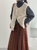 Korean Retro Plaid High Waist Midi Skirt - Women's Versatile A-Line 