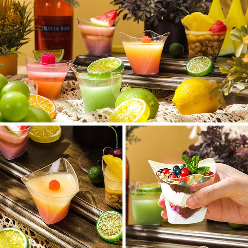 10Pcs 100Ml Disposable Clear Plastic Dessert Cups Trifle Jelly Mousse Cups