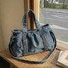 Lazy Denim Bag Women's 2026 New Fashionable Large-capacity Casual Handbag Student Class Commuter Bag
