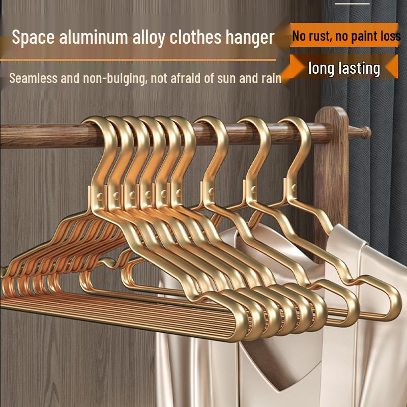 Nine-Piece Seamless Space-Saving Adult Clothes Hanger Set | Wide-Shouldered, Stainless Steel & Aluminum Alloy Hangers for Drying