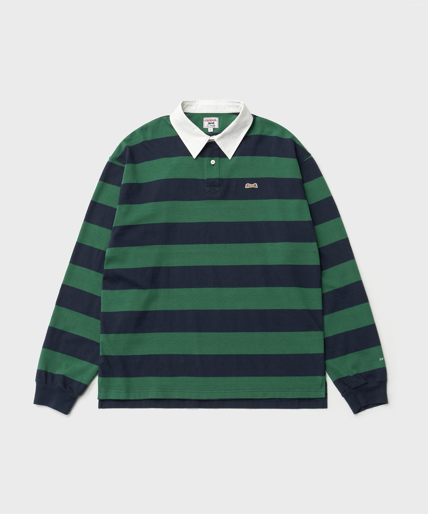 Le Tigre Rugby Stripe Longsleeve T-Shirt (Navy-Green) Navy-Green/M