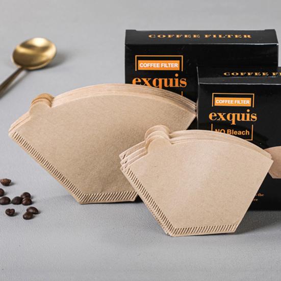 100 ks Jednorázový kužel kávového filtru Nebělené přírodní filtry Papír Káva s hladkou chutí Příslušenství pro překapávač French Press