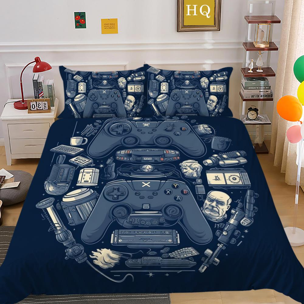 Parure de lit imprimée avec Console de jeu, vêtements de lit King Size, Design de jeu amusant pour adolescents, décoration de chambre à coucher de haute qualité