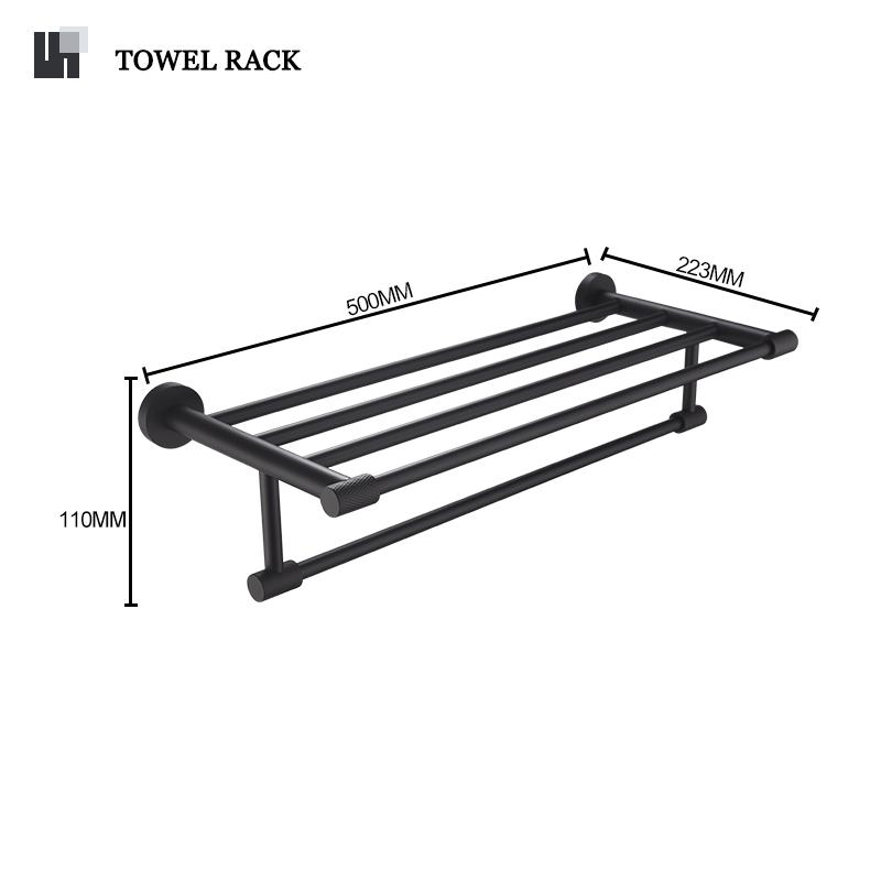 Matte Black Bathroom Accessories Knurled  Towel Bar Bath Robe Hook  Bathroom Hardware Set Shelf for Towels Paper Tissue Hol