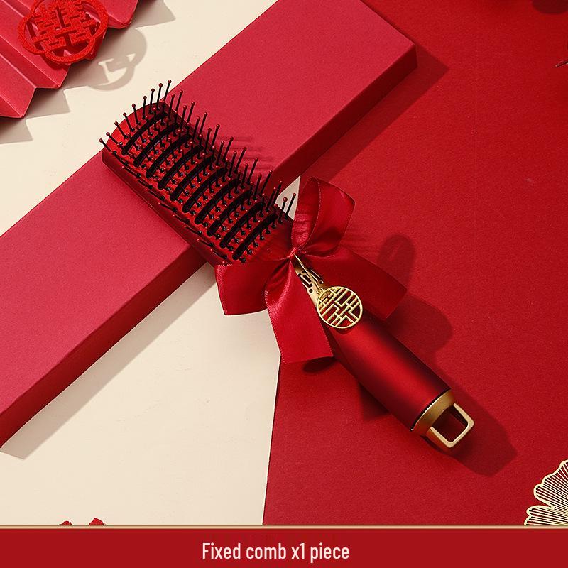 Red Wedding Comb & Cushion Set: Bridal Dowry Gift Box with Mirror