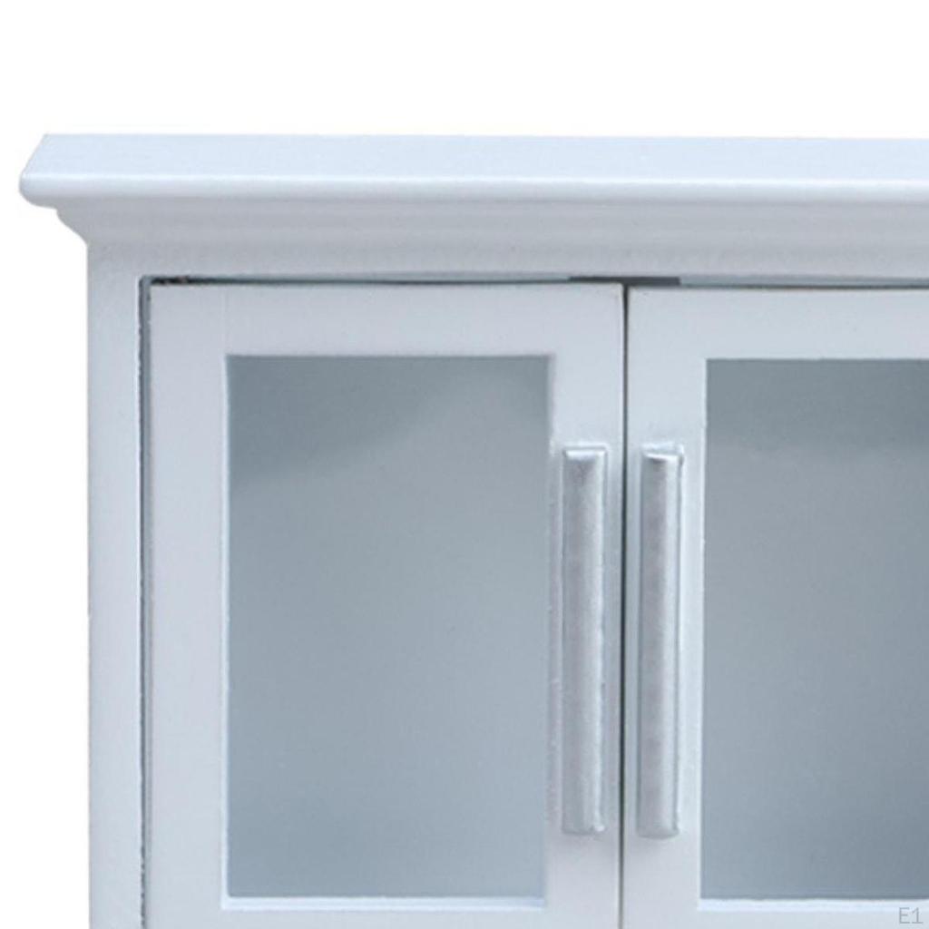 1:12 Scale Dollhouse Kitchen Cupboard Doll Accessories Decoration Wooden Miniature Cabinet for