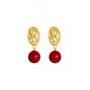 Medieval Style Ankola Red Portrait Pendant Earrings – Elegant Retro Earrings for Women
