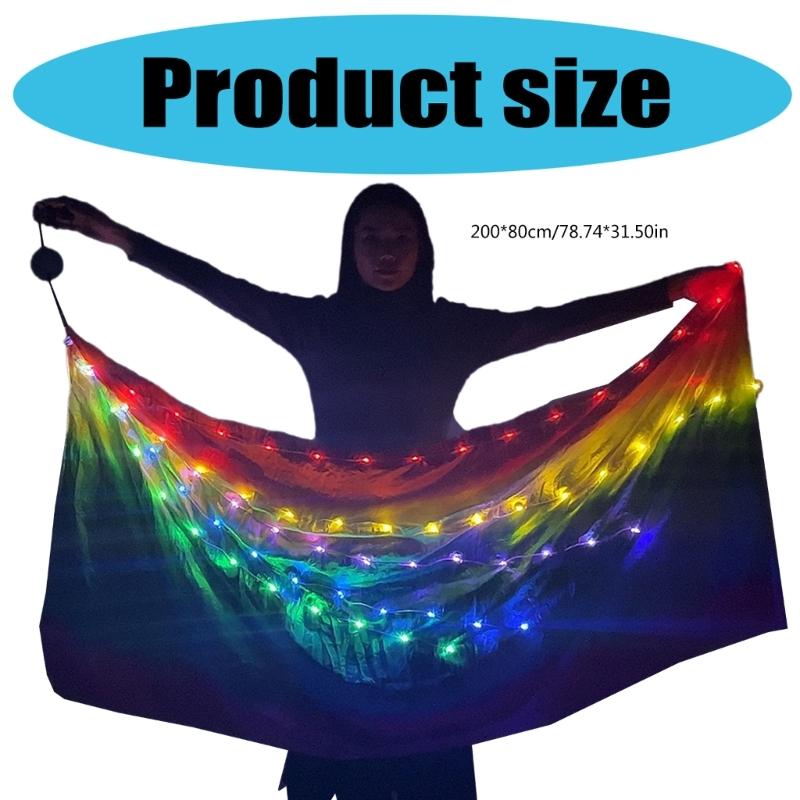 LED Dance Silk Veil Belly Dance Ball LED Light Silk Veils Rectangle Veil Party Supplies for Belly Dance Performances