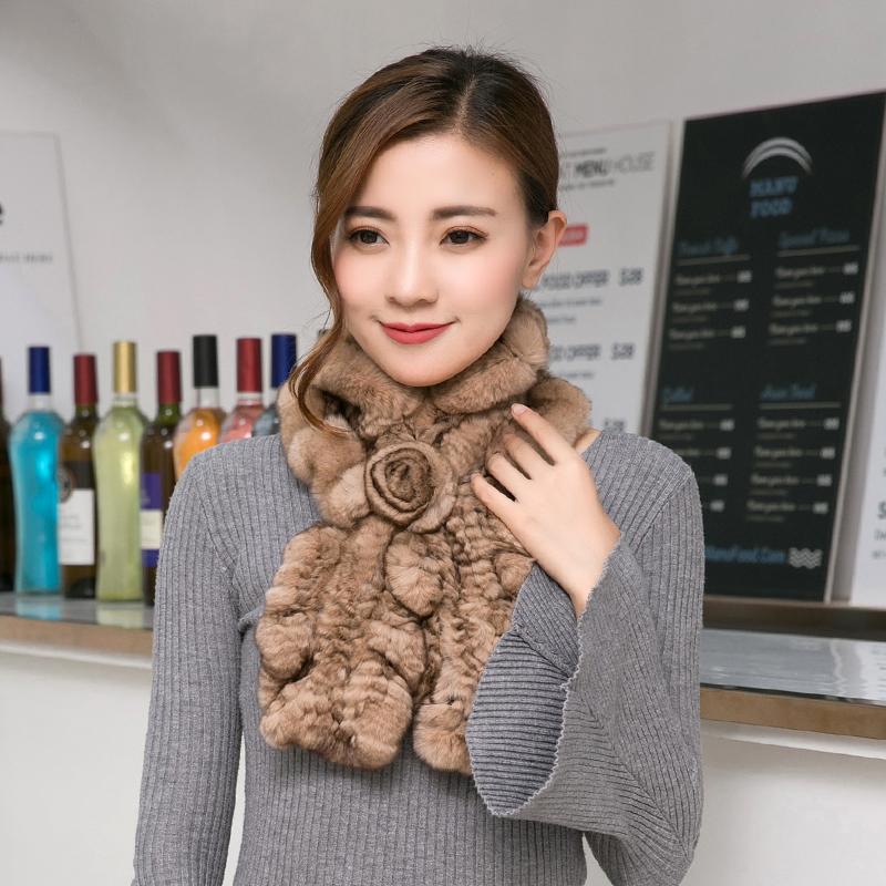 Women Scarf Winter Fur Scarf Real Rex Rabbit Fur Korea Muffler Scarf Ladies Mufflers