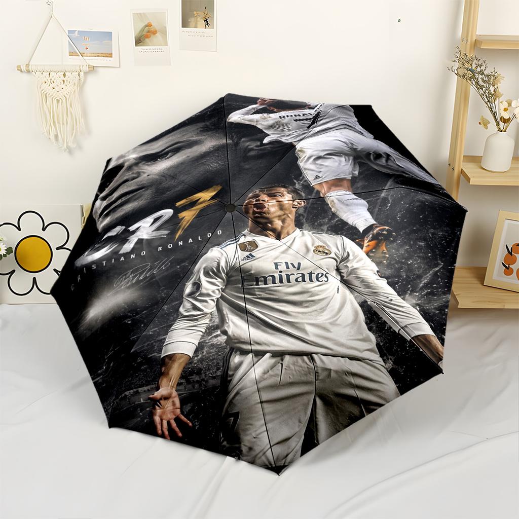 Ronaldo's Legacy Sports Compact Travel Automatic Umbrella Folding Umbrella with 8 Ribs Compact Design Travel Essential Fashionable Spiritual Gift
