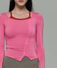 Debiweeo Slash Square Neck Crop Top Devi-T0089-Deep Pink