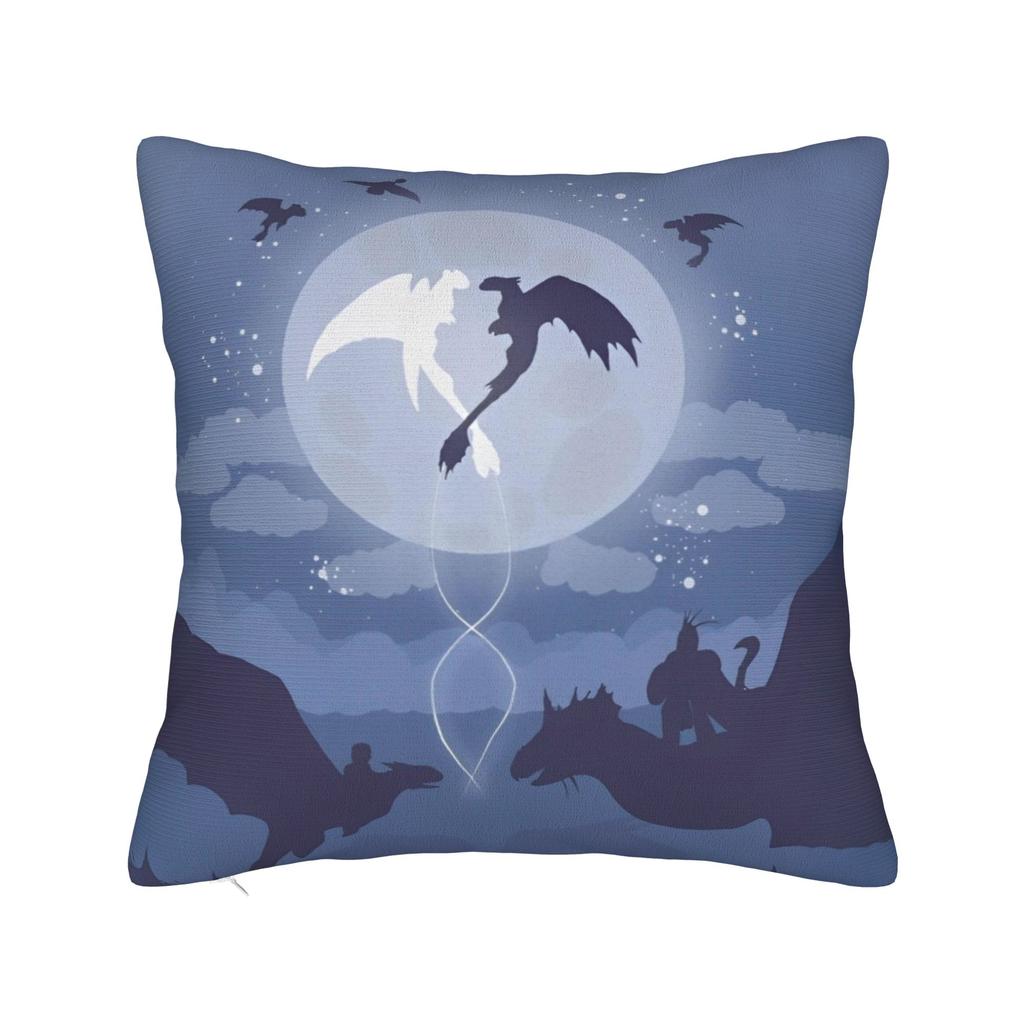 HTTYD Ohnezahn Quadratische Kissenhülle Kissenbezüge Fantastisch Polyester Dekor Sofakissenhülle für Wohnzimmer 40x40cm