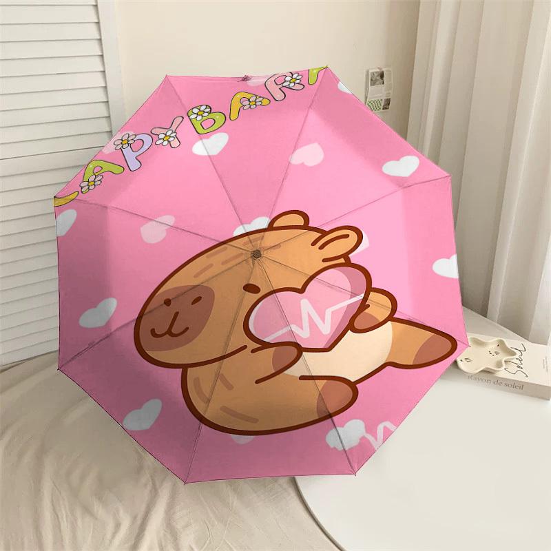 

1PC Capybara Heartbeat Umbrella-8-Rib Reinforced Portable Folding Travel Suitable for All Seasons Outdoor Daily Use-H0316