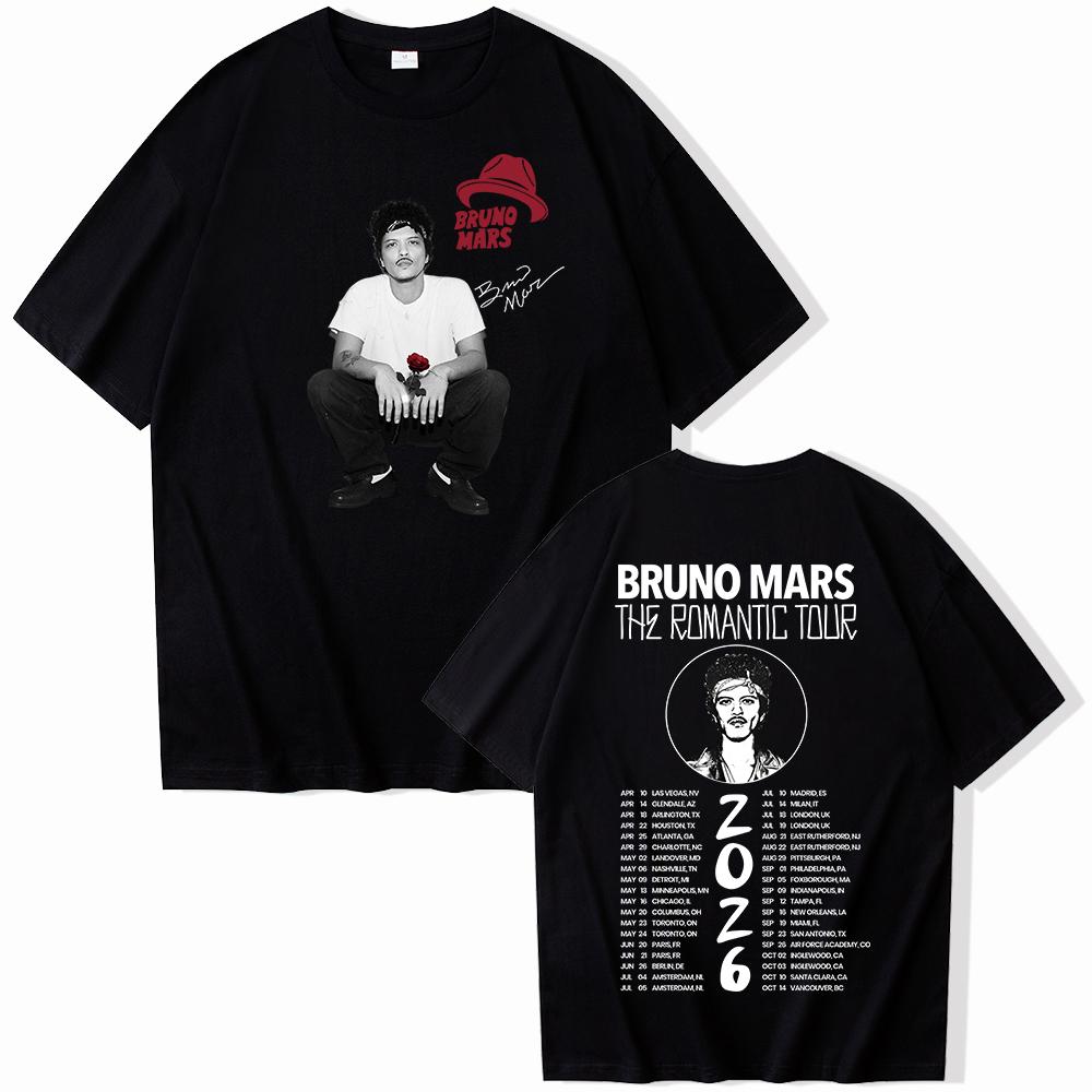 Bruno Mars The Romantic Tour 2026 Merch Tshirt Man Woman Harajuku Short Sleeve Oneck Casual Shirt