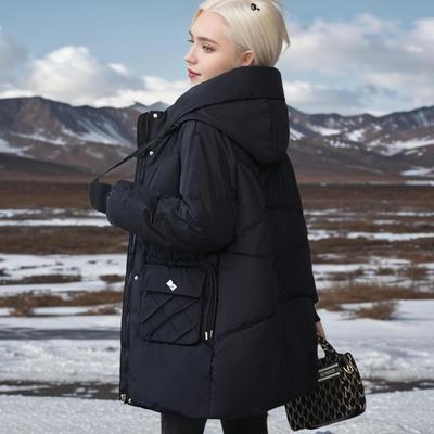 Women's Fashion Bakery Down Jacket Women's Winter Mid-Length New Style Hooded Cotton-padded Jacket